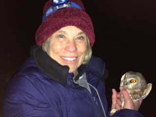 Linda posing with owl